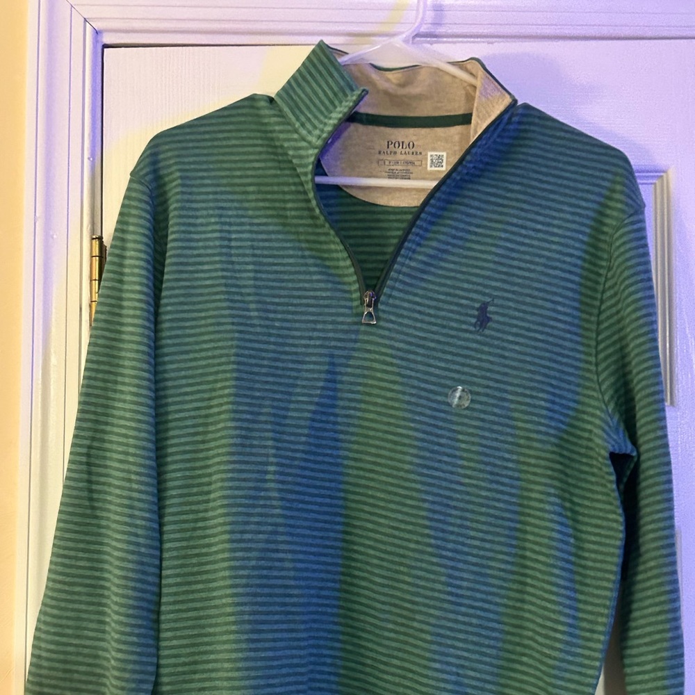 Green striped Polo pullover